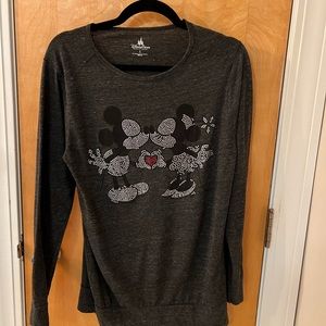 Mickey and Minnie kissing Disney Parks long sleeve shirt